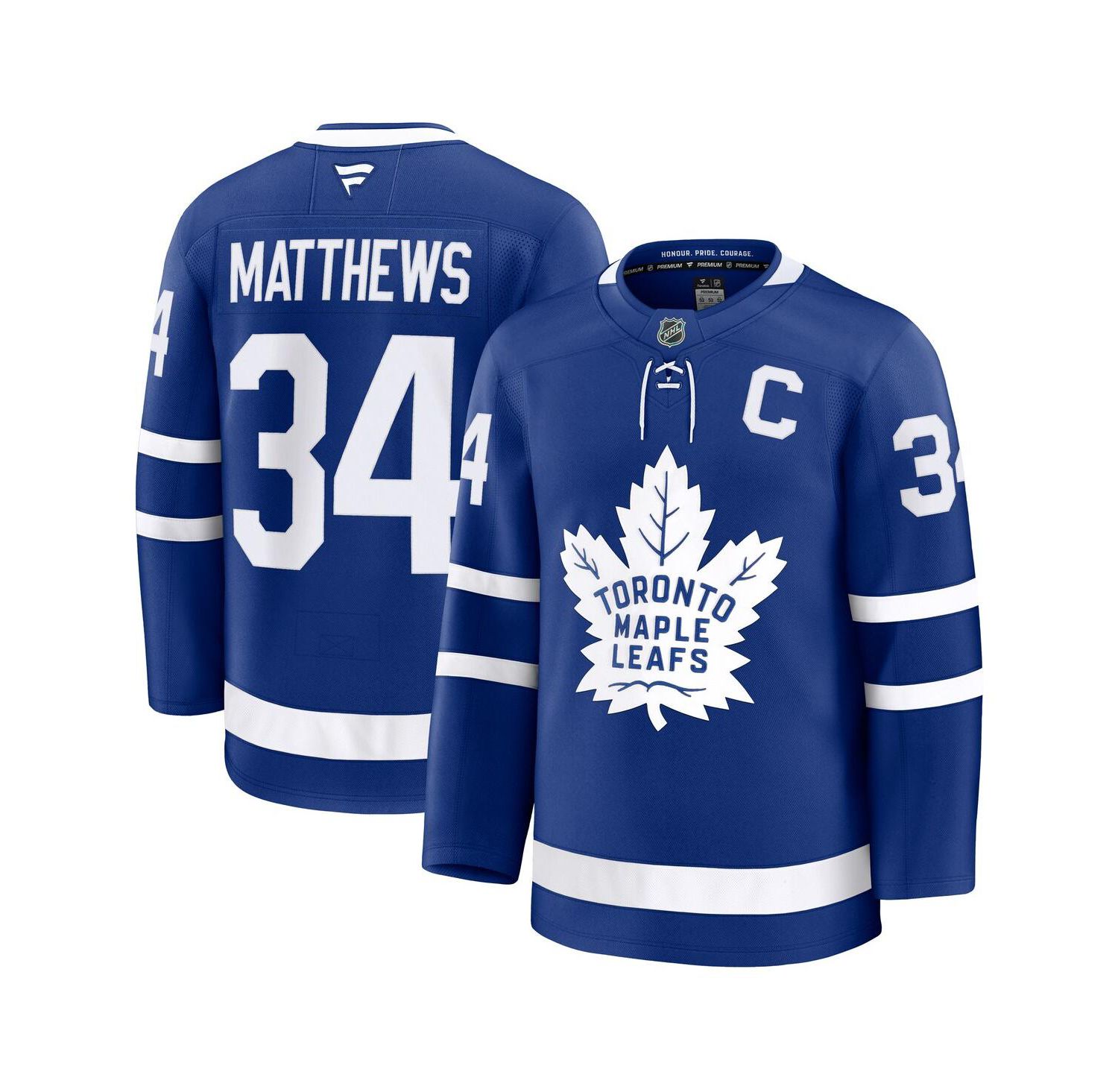 Men's Auston Matthews Blue Toronto Maple Leafs Captain Patch Home Premium Jersey