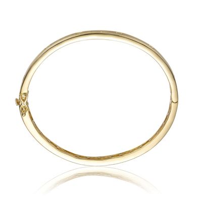 Modern 14K Gold Plated Bezel Set Clear CZ Bangle Bracelet