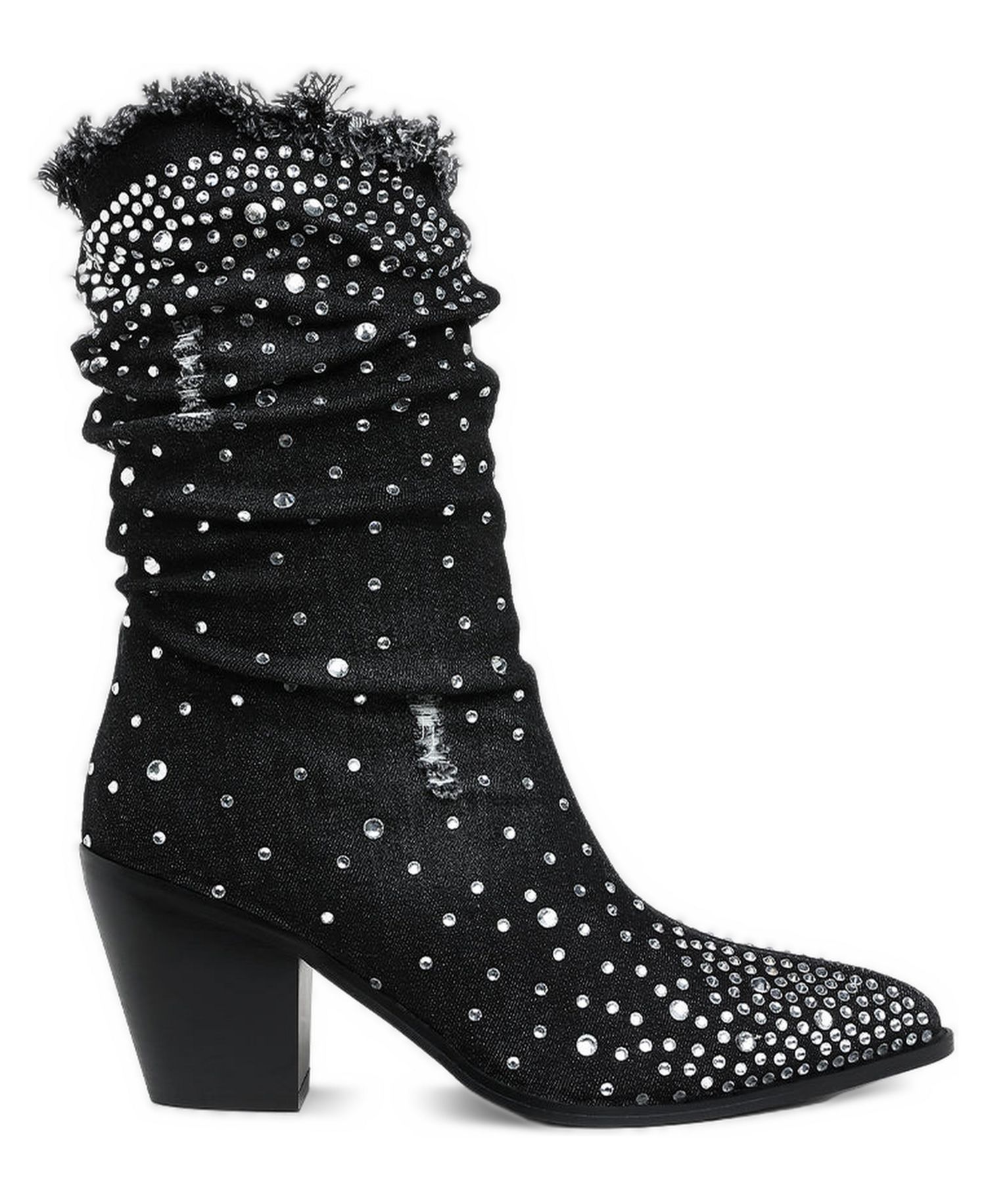 Womens Savant Diamante and Rhinestones Denim Boots