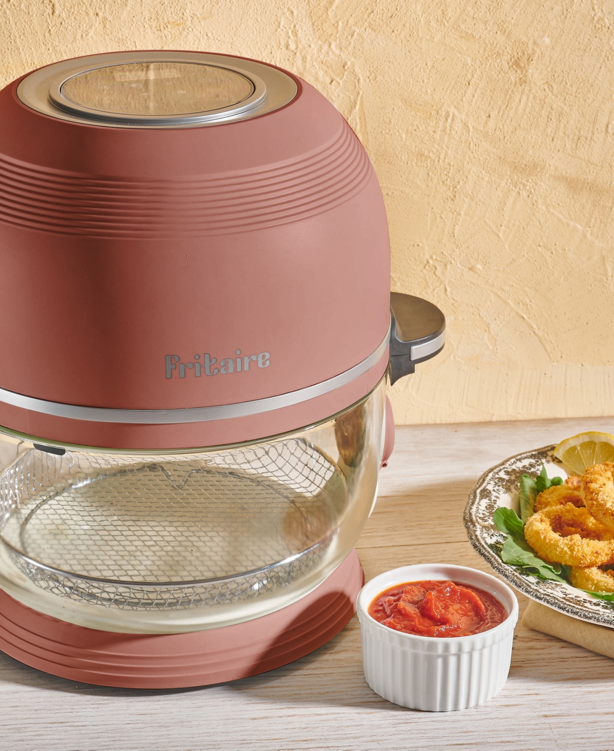 Fritaire Self Cleaning Glass Bowl Air Fryer Set, 4 Piece In Mauve Rose