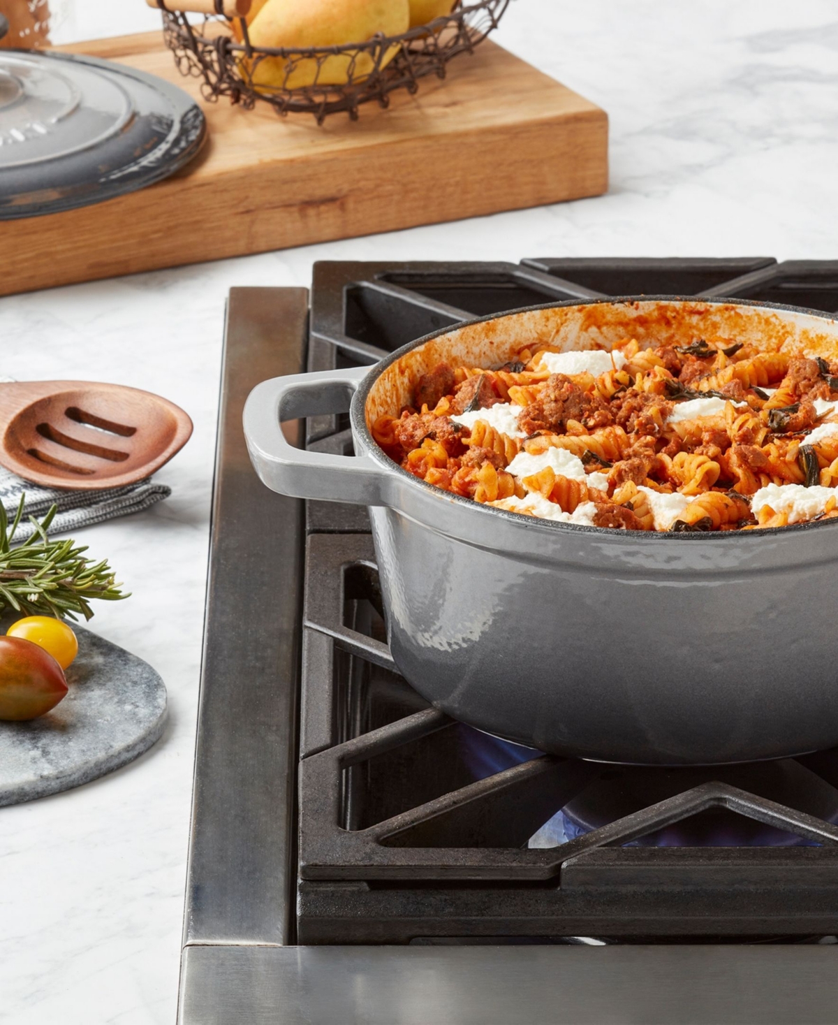 Smith And Clark Blue Gradient 5-quart Enameled Cast Iron Dutch Oven In Gray