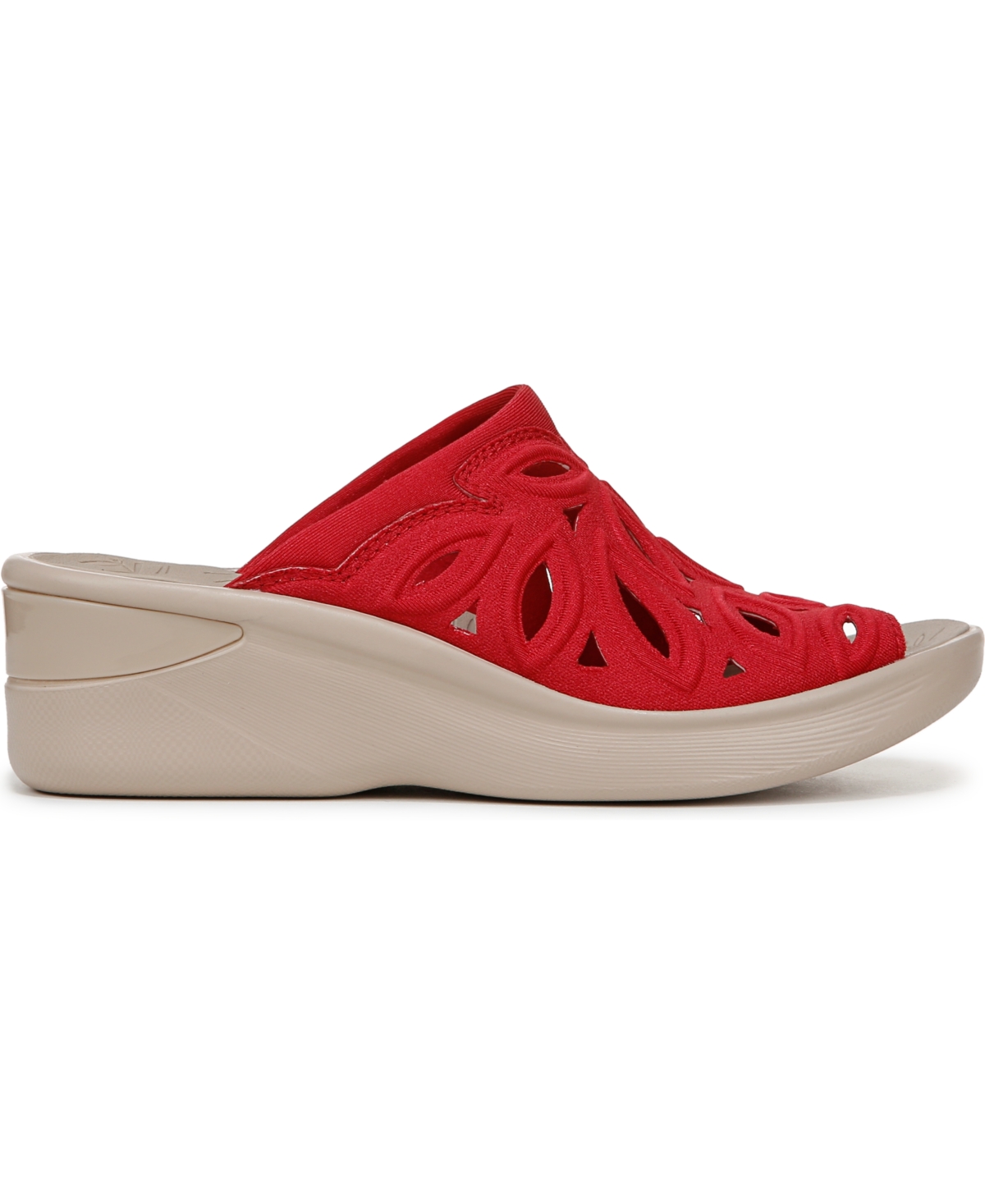 Shop Bzees Women's Susie Washable Slide Wedge Sandals In Fire Red Shimmer Lycra Fabric