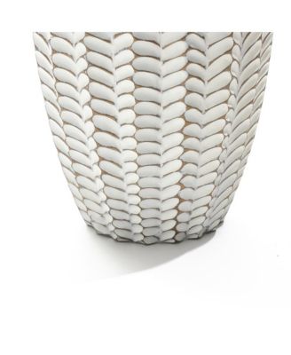 Modern Geometric Pattern Polyresin 23.5-Inch Tall Trumpet Vase