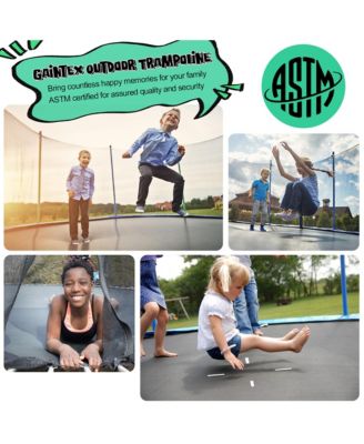 Recreational Trampoline w/ Inner Enclosure Net Basketball Hoop Ladder