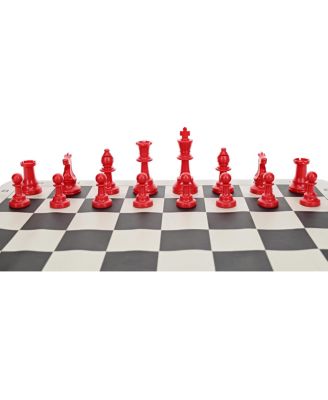 Color Bright Plastic Staunton Tournament Chess Pieces with 3.75 in. King - Half Chess Set of Chess Pieces Only, Red
