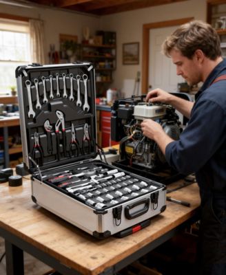 399-Piece Rolling Tool Set with Wheels, Aluminum Case and 4 Drawers, Metric Home and Auto Repair Tool Kit