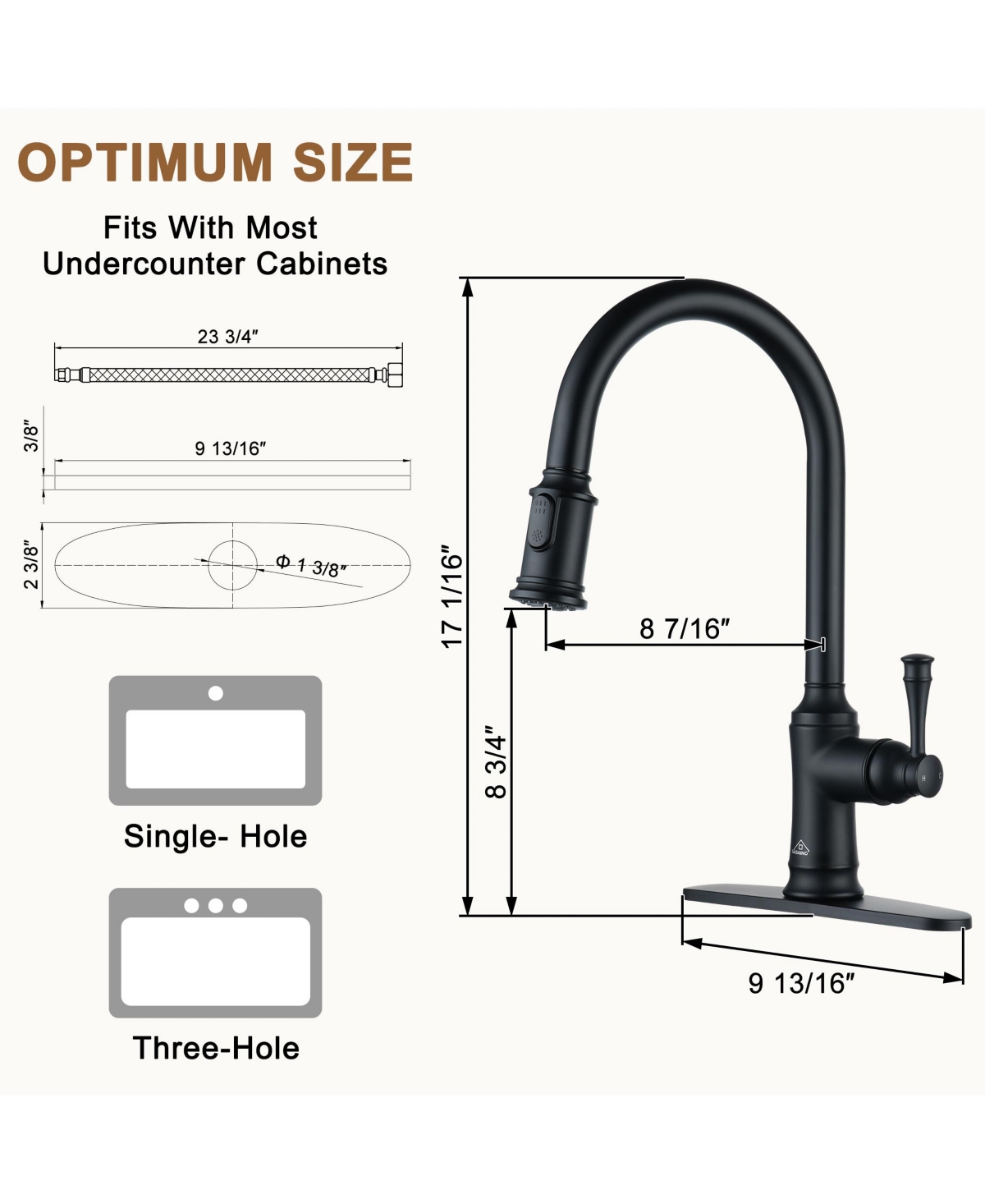 Casainc 1.8 Gpm Single-Handle Pull-Down Kitchen Faucet Single Hole Faucet