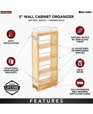 5" Pullout Wall Kitchen Cabinet Organizer Storage Rack, 448-WC-5C