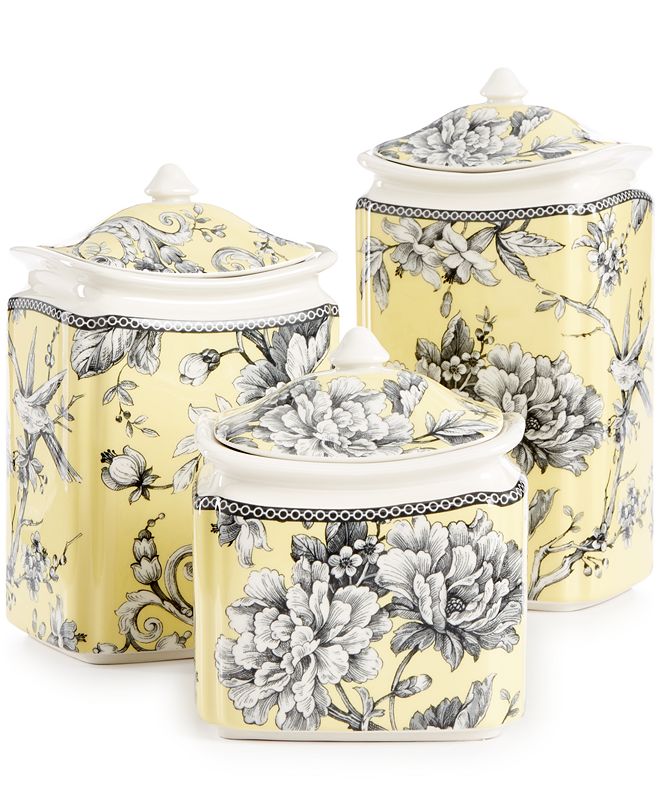 222 Fifth Fine China 6-Pc. Adelaide Yellow Lidded Canister Set