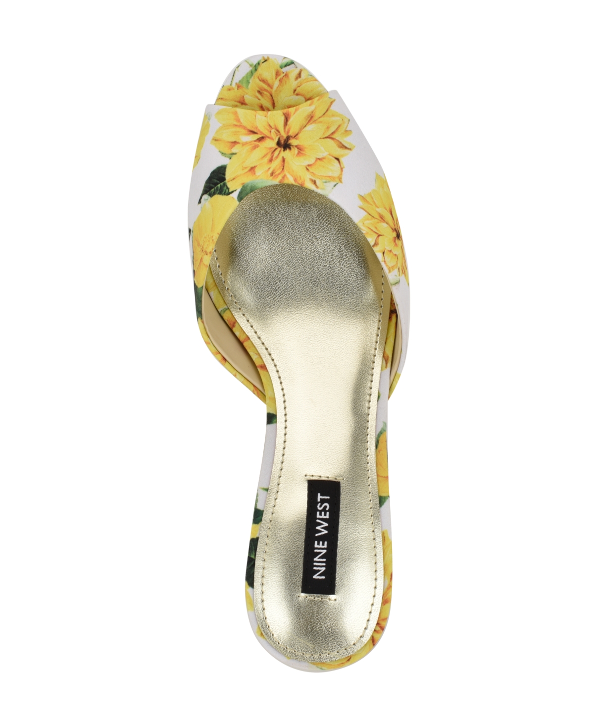 Shop Nine West Women's Luvlie Open Toe Kitten Heel Dress Sandals In Yellow Rose Floral Multi