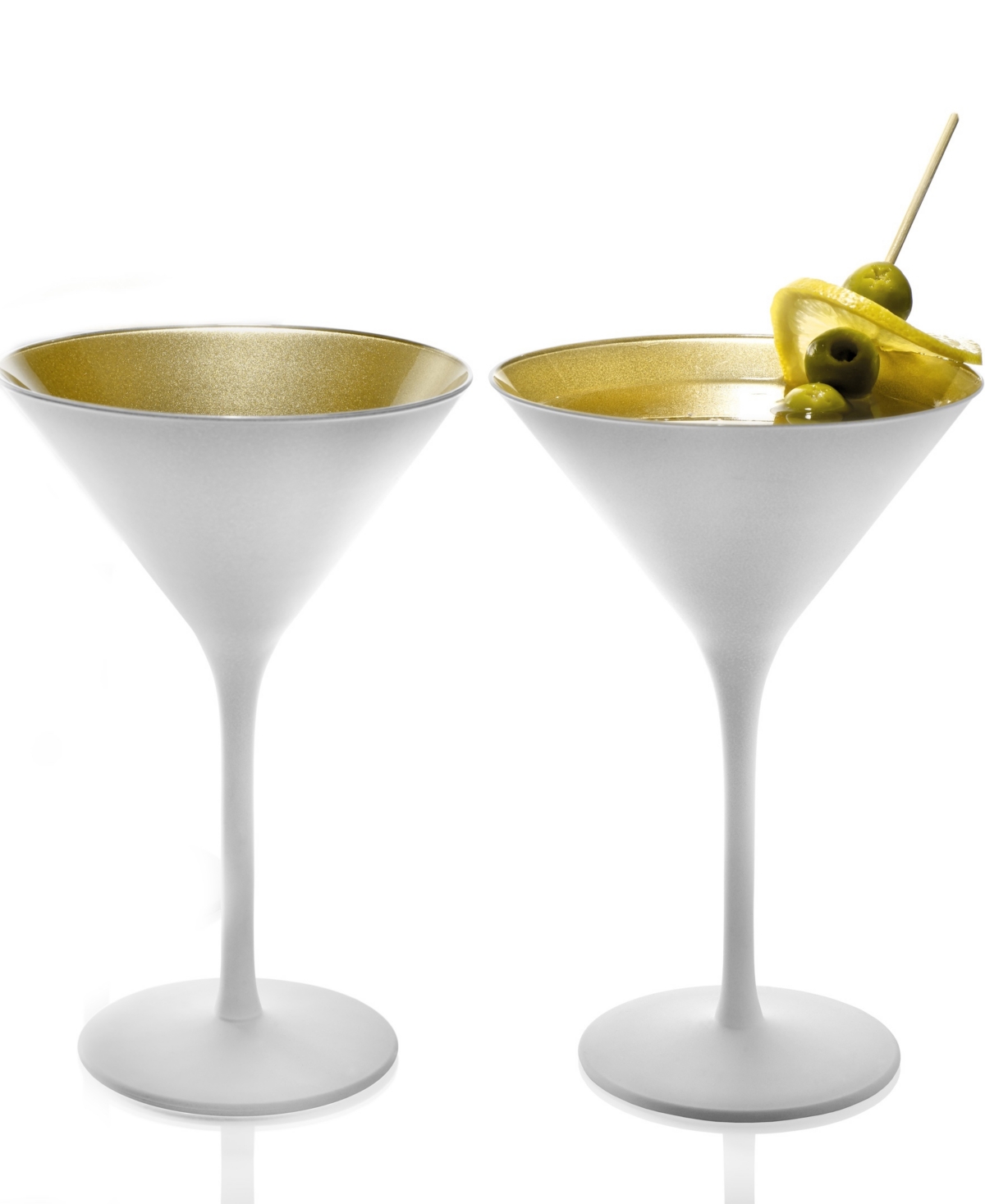 Stolzle Lausitz Olympia Martini Glasses, Set Of 2 In White With Gold