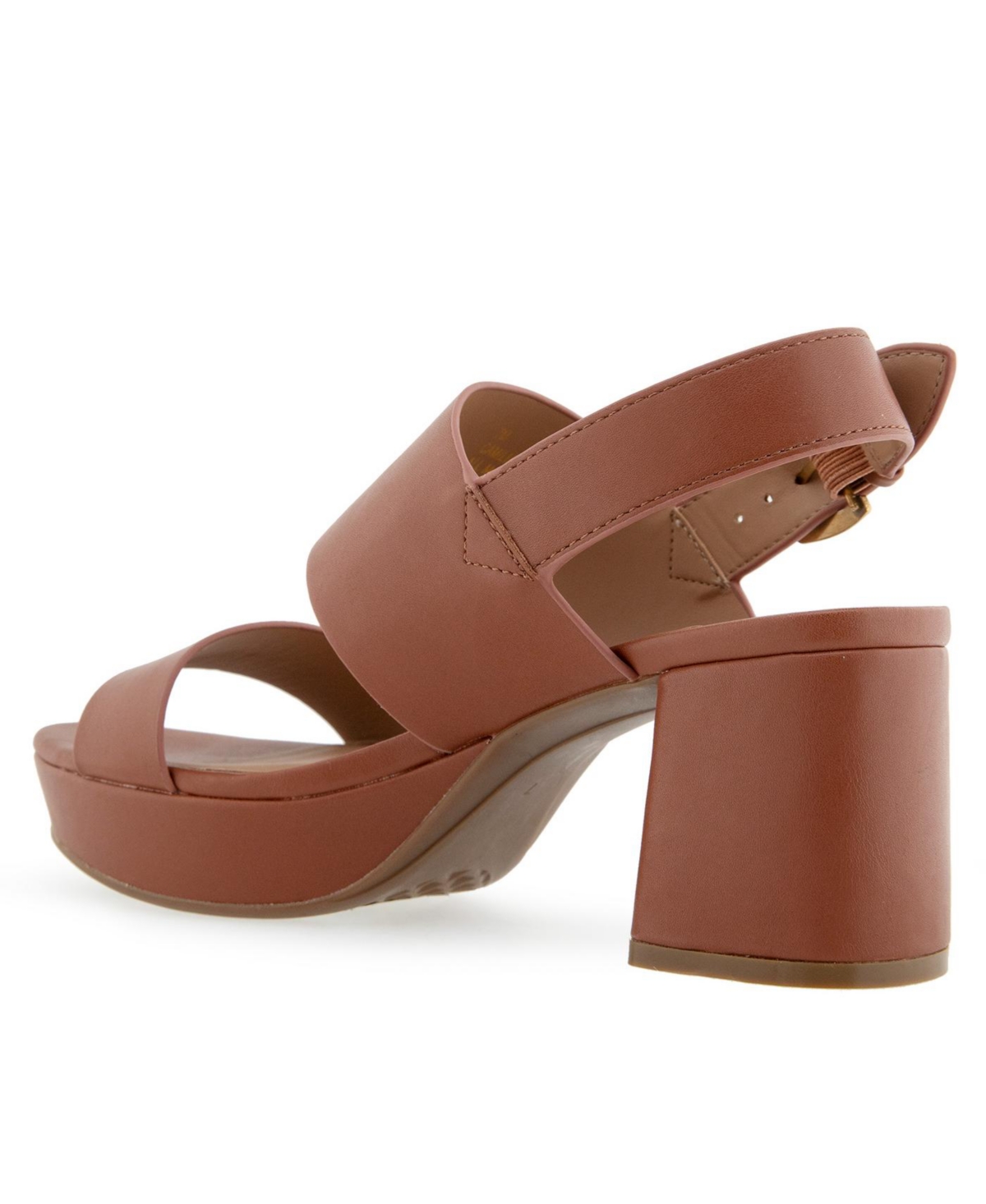 Aerosoles Women's Camilia Pump Heel Sandals - Cognac Smooth Faux Leather - Polyurethan