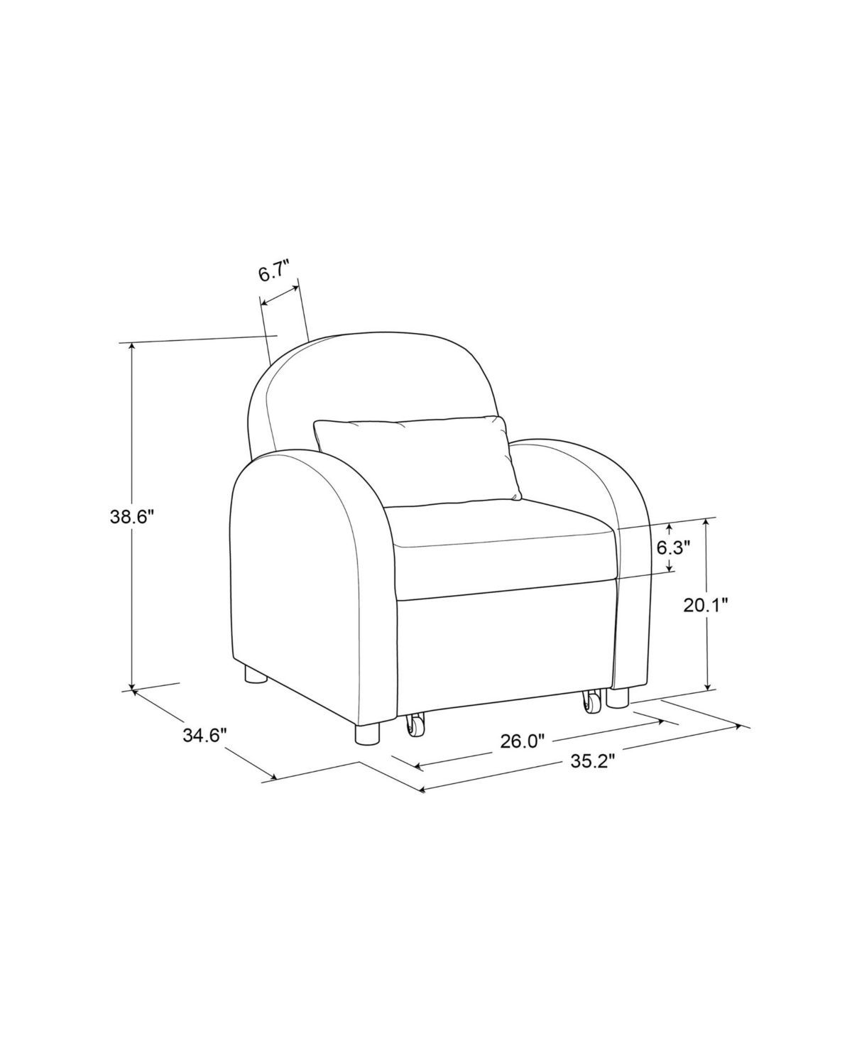 Serta 35.2" Polyester Toluca Convertible Chair In Black