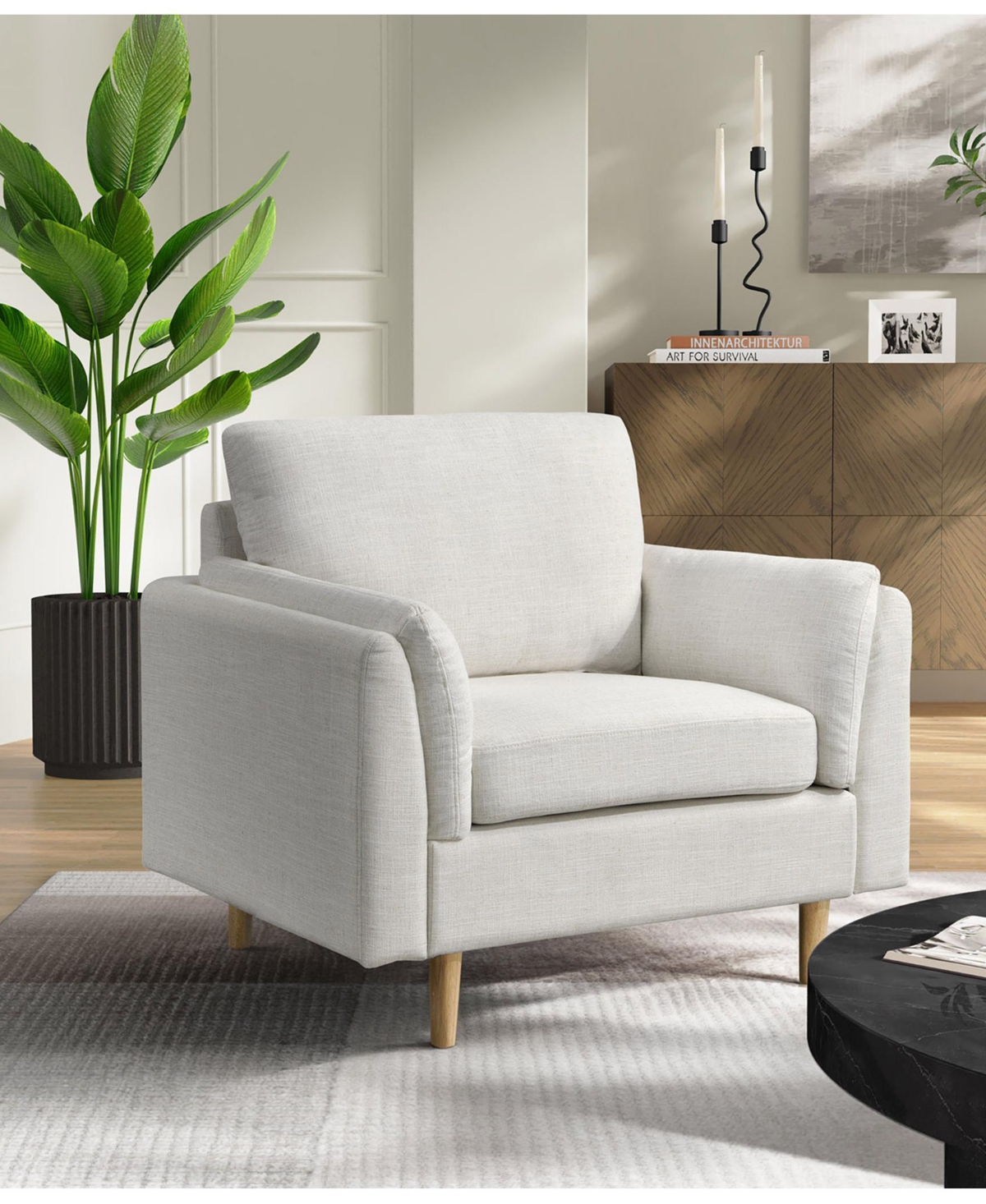 Studio Living 41.3" Polyester Sydney Chair In Cream