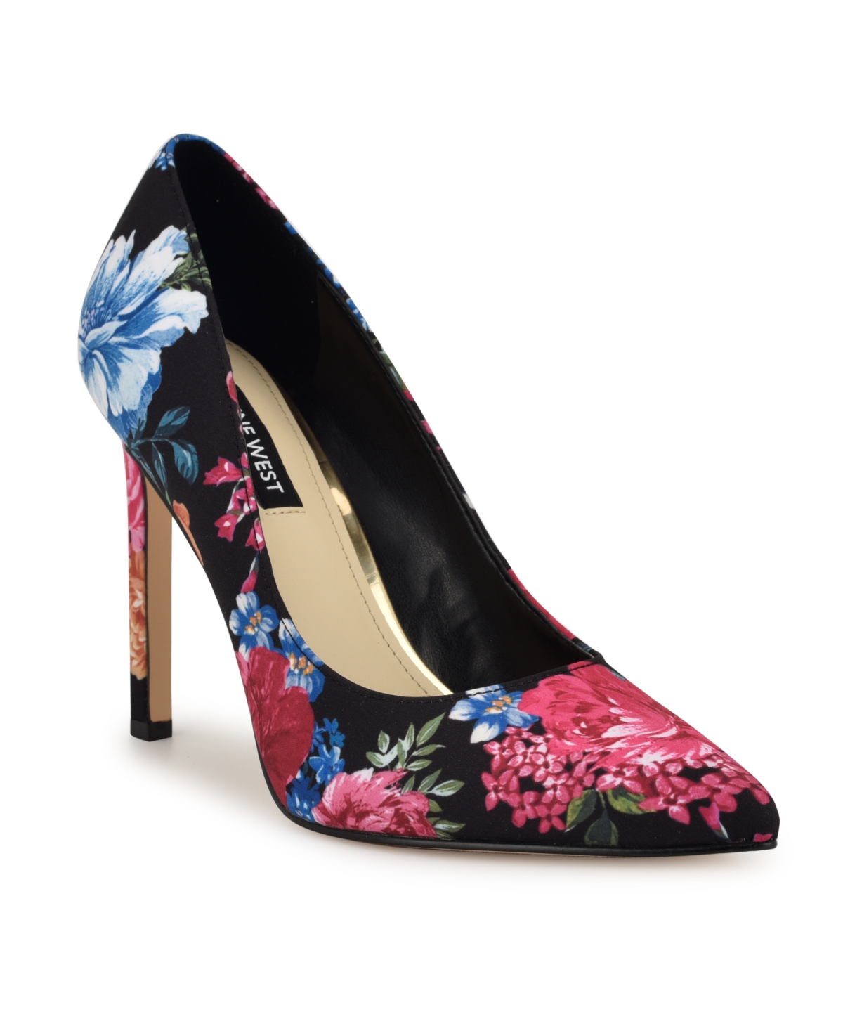 Shop Nine West Women's Tatiana Pointy Toe Stiletto Pumps In Black Blooms Floral