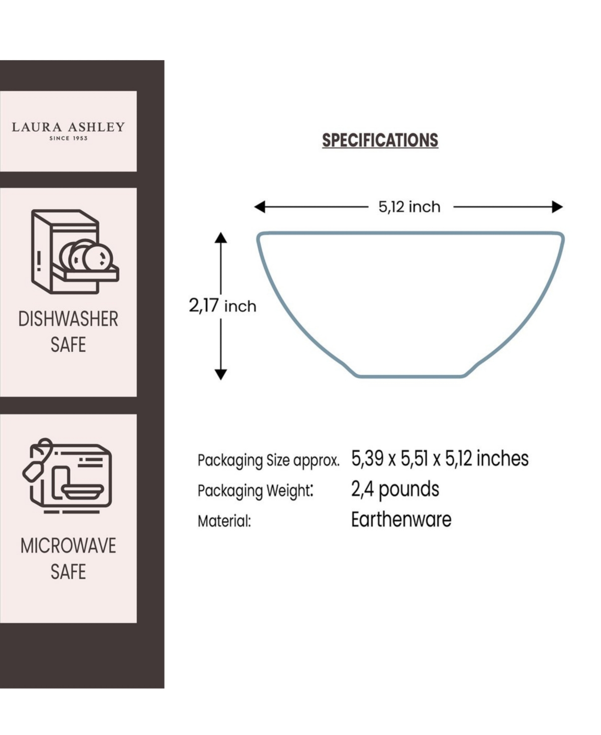 Closeout! Laura Ashley Artisan Set of 4 bowls, Service for 4