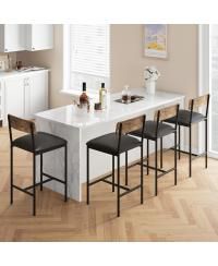 Bar Stools Set of 2, Kitchen Bar Stools with Footrest, 25.5 Inches Upholstered Bar Chairs with Back, 2 Counter Height Barstools for Counter Bar, Island, Easy Assembly