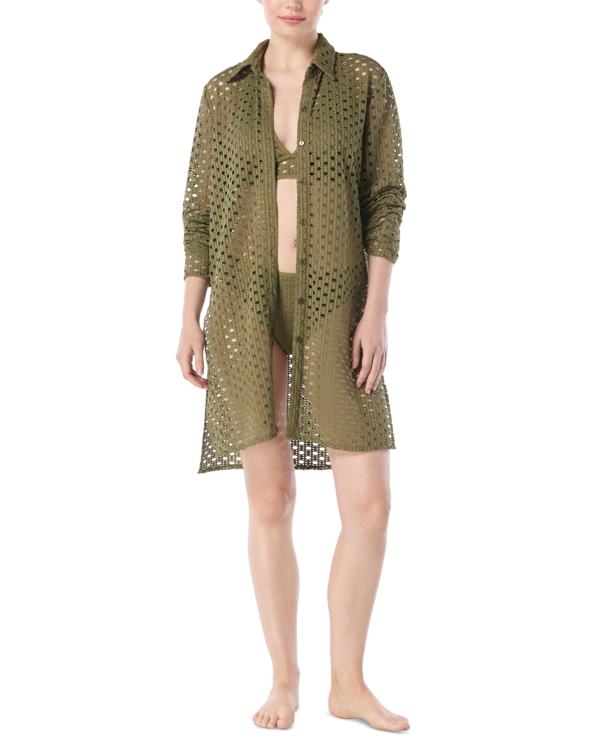 CARMEN MARC VALVO WOMEN'S CROCHET TUNIC SWIM COVER-UP 