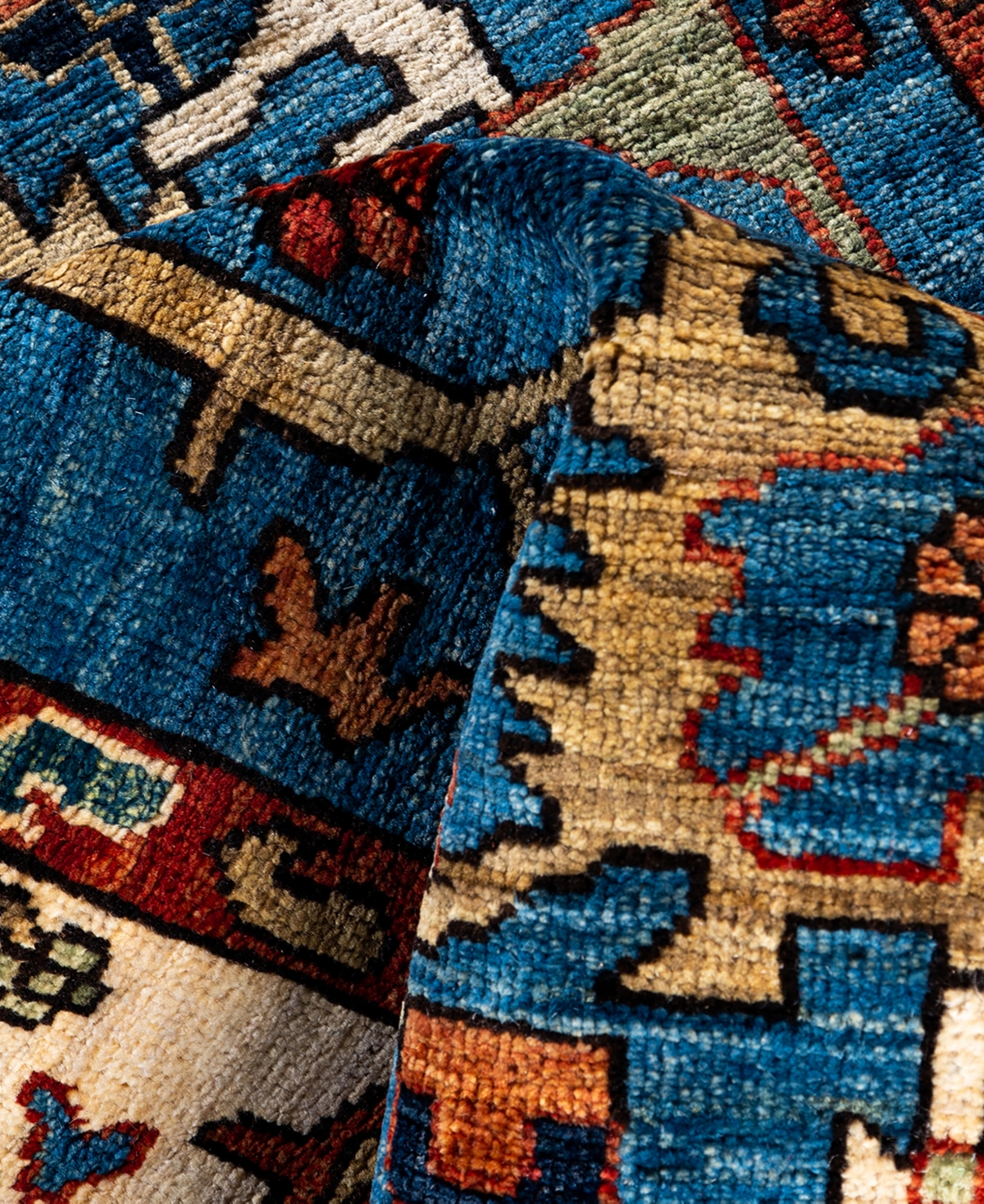 Adorn Hand Woven Rugs Serapi M1999 2'9"x8'2" Runner Area Rug In Light Blue