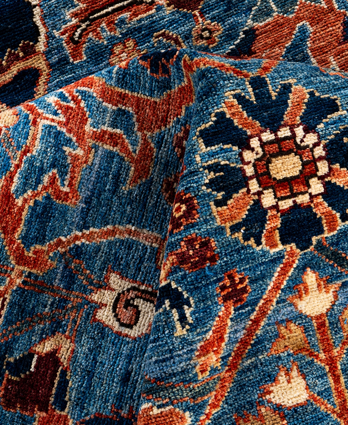 Adorn Hand Woven Rugs Serapi M1999 9'x11'9" Area Rug In Light Blue