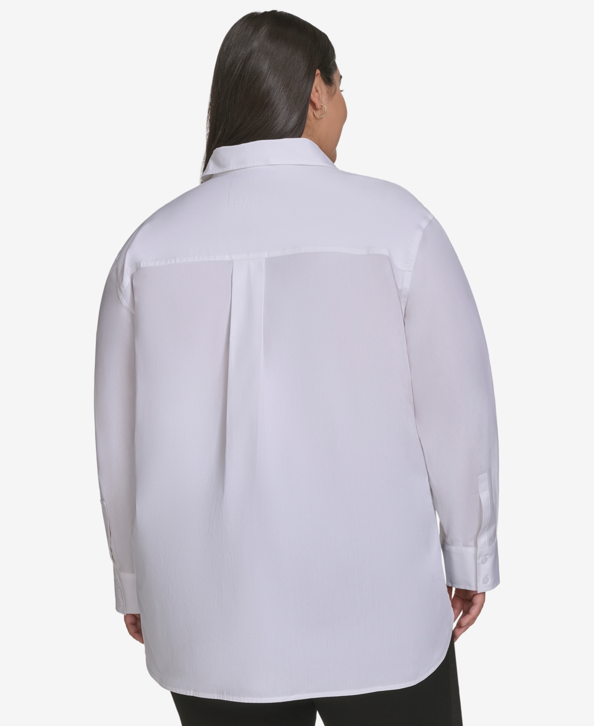 KARL LAGERFELD PLUS SIZE COTTON POPLIN MOTIF BUTTON-UP SHIRT, EXCLUSIVELY AT MACY'S 
