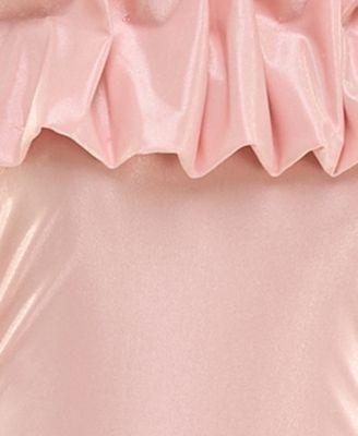 Juniors' Ruffled-Off-The-Shoulder Bodycon Shimmer Dress