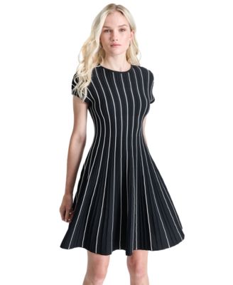 contrast flare dress Scalloped Contrast Fit & Flare Midi Dress main image 1