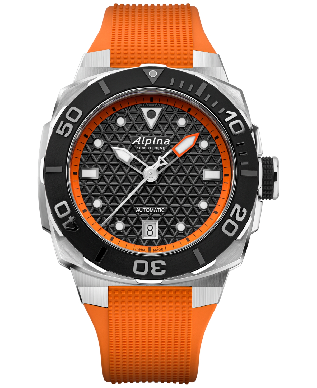 Men's Swiss Automatic Seastrong Extreme Orange Rubber Strap Watch 39mm - Orange