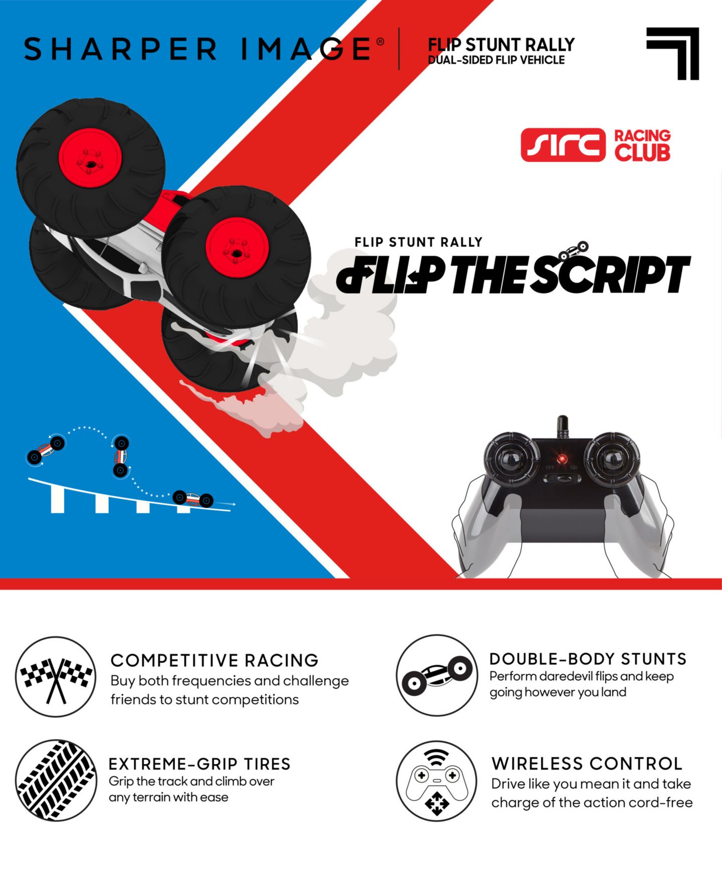 Детская игрушка Sharper Image Remote Control Cars Flip Stunt Rally Toy, 2-in-1 Reversible Car — фото 3