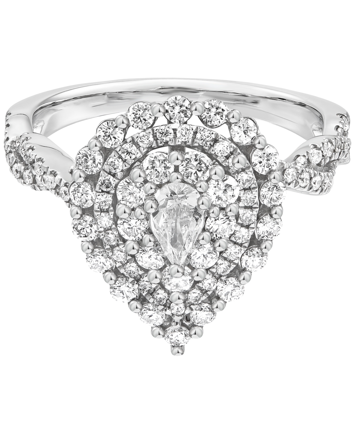 Macy's Diamond Pear Halo Engagement Ring (1 Ct. T.w.) In 14k White Gold In White Gold