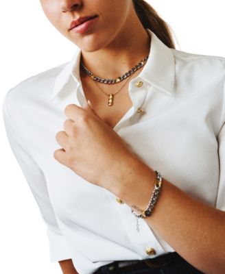 Two-Tone Stainless Steel Necklace, 16" + 2" extender