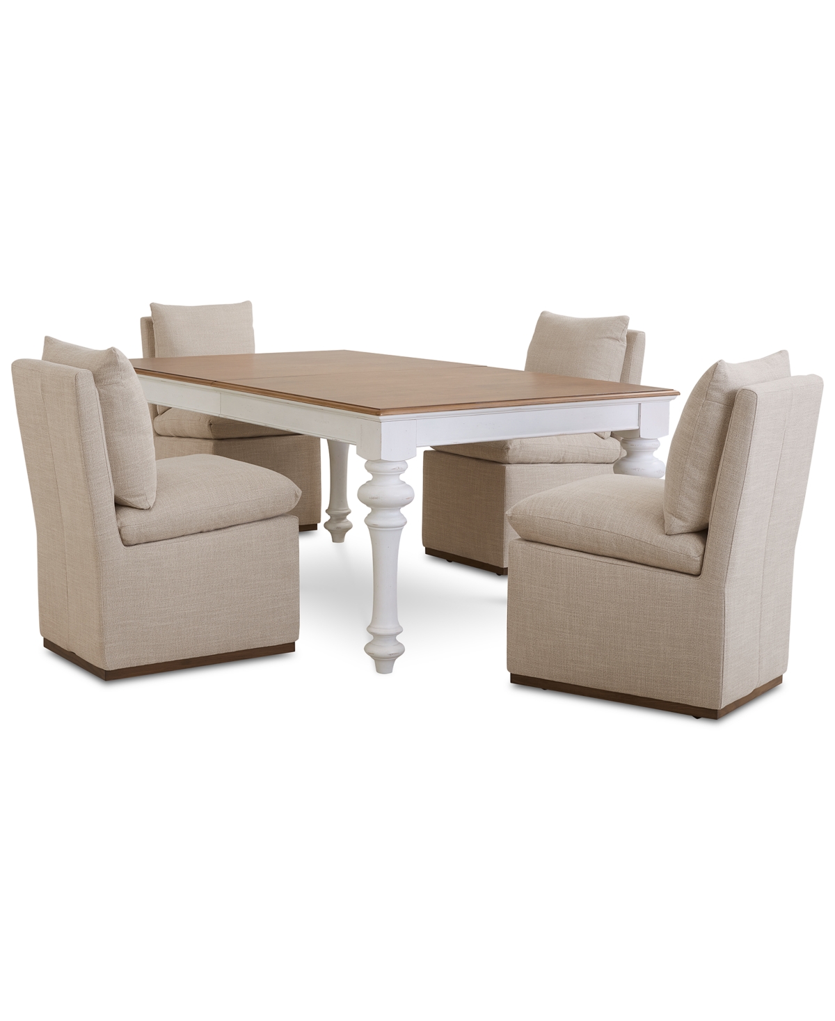 Macy's 5 Pc. Set (mandeville Rectangular Dining Table & 4 Kenity Ii Side Chairs), Created For  In White