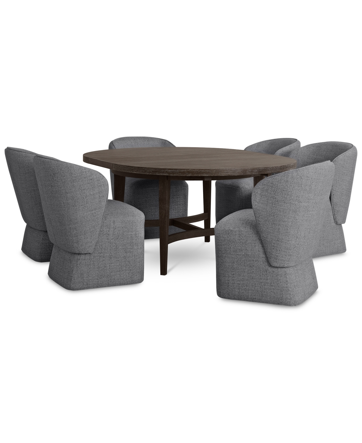 Macy's 7 Pc. Set (griffith Round Dining Table & 6 Dimova Chairs), Created For  In Grey