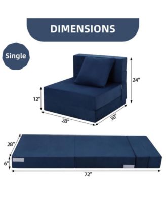 Folding Sofa Bed, Foldable Couch Bed with Pillow, Convertible Sleeper Chair Folding Sofa Mattress, Futon Floor Couch with Memory Foam Washable Cover for Living Room/Bedroom/Guest, Single Size
