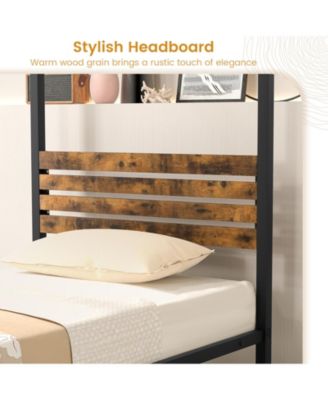 Twin Size Canopy Bed Frame with Under Bed Storage