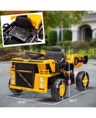 12V Kids Ride-On Dump Truck w/ Electric Dump Bed & Shovel