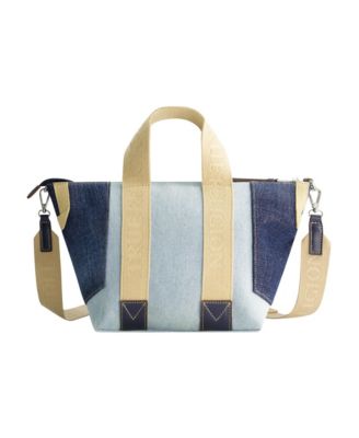 Licensed Patchwork Denim Tote Bag with Adjustable Strap