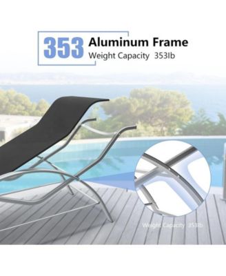Outdoor Patio Chaise Lounge Set of 2, 3 Pieces Pool Lounge Chairs with Arm & Side Table, Beach Sunbathing Lawn Aluminum Chairs for Outside, Backyard, Poolside, Balcony, Deck, Lawn