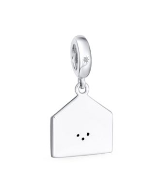 Saying Merry Christmas Holly Envelope Dangle Charm .925 Sterling Silver