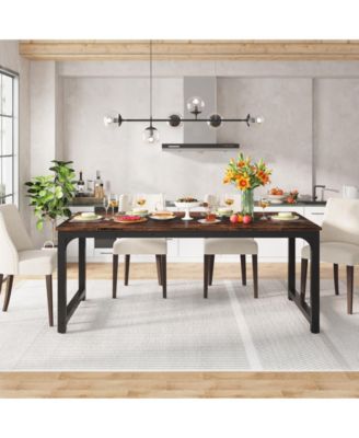 78.7"x39.4" Dining Table, Industrial Kitchen Table for 8-10 Person, Rectangular Dinner Table for Dining Room Kitchen Living Room, with Heavy Duty Metal Legs