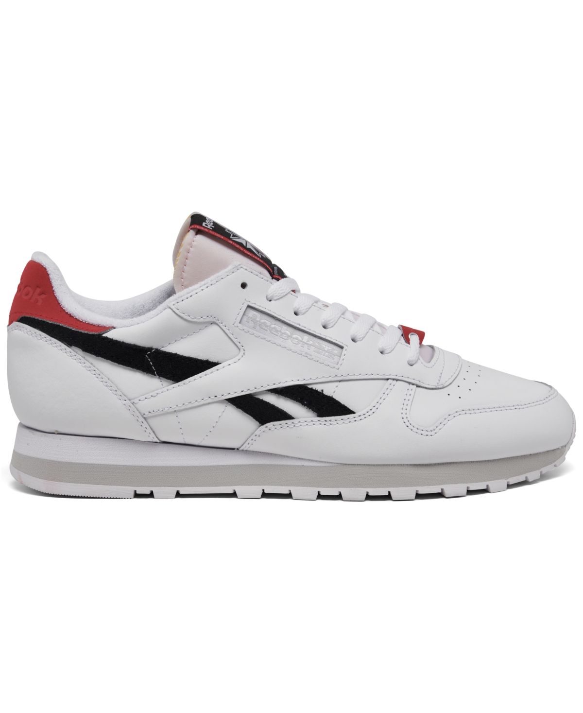 Reebok Men's Classic Leather Casual Sneakers from Finish Line - Black, Red