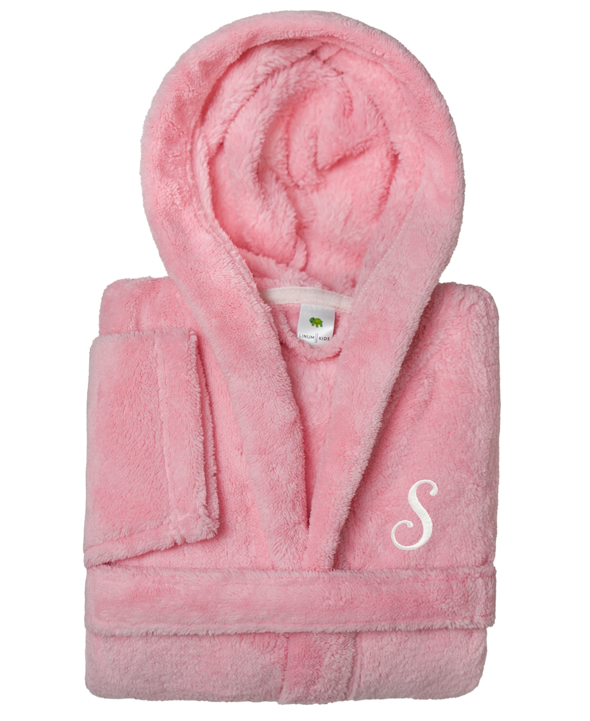 Shop Linum Home Personalized Kids Super Plush Hooded Bathrobe In S Pink,white