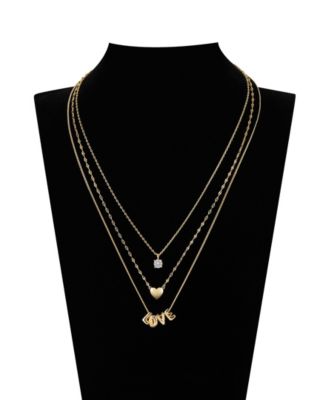Cubic Zirconia Heart Layered Necklace Set