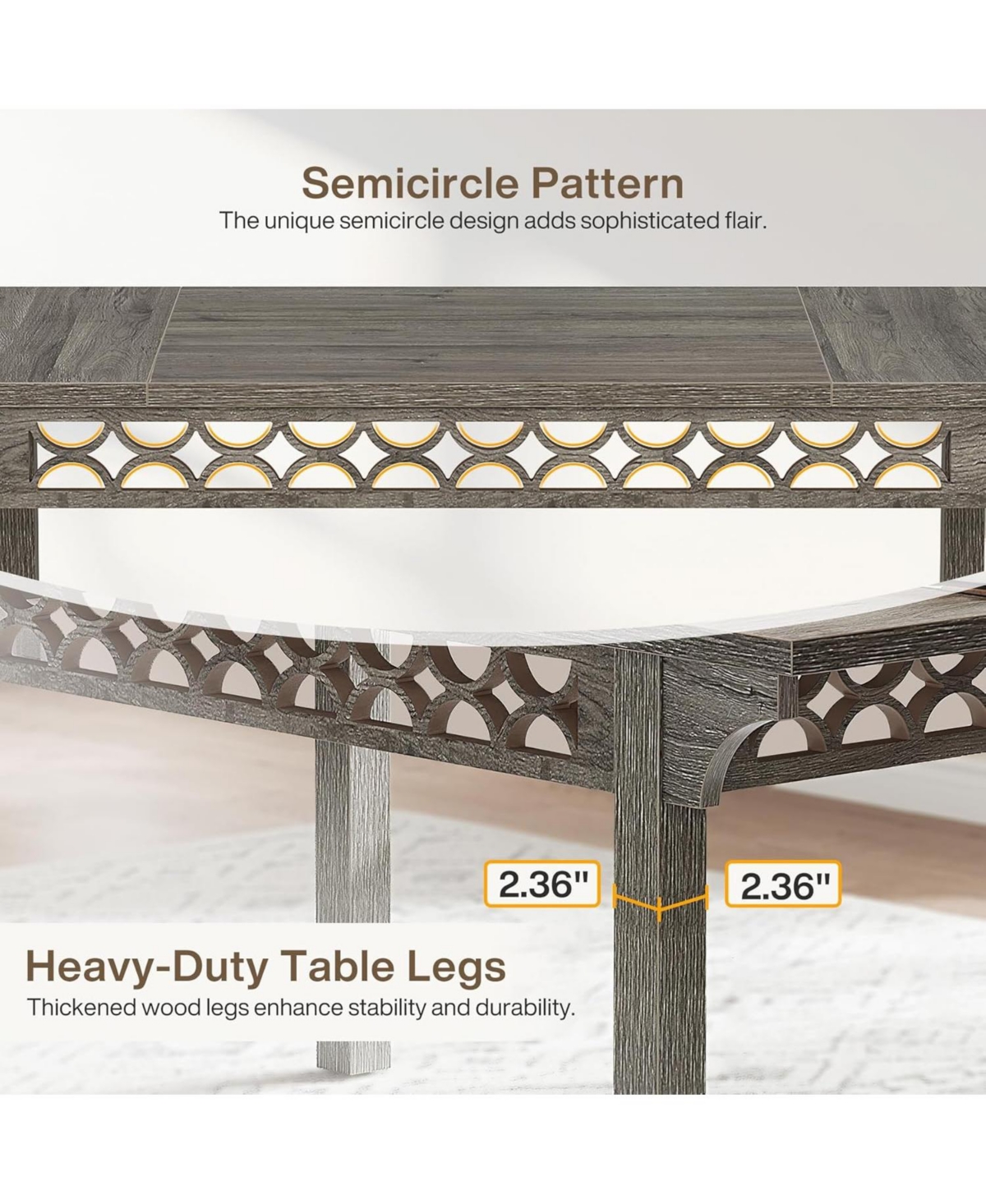 Tribesigns Farmhouse Dining Table for 6-8, 70.86-Inch Rectangle Wood Kitchen Table, Long Rustic Dinner Table for Kitchen & Dining Room