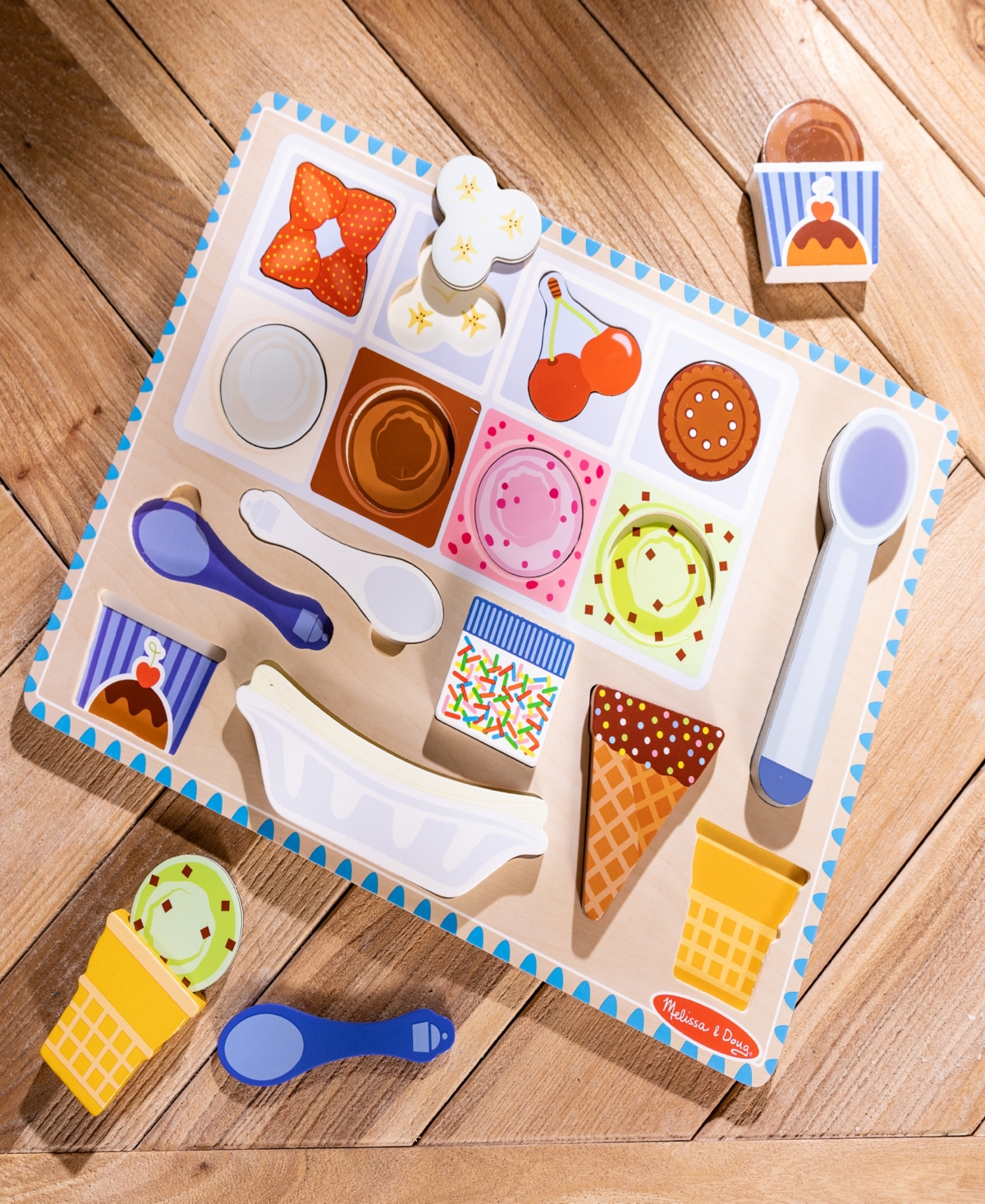 Melissa & Doug Wooden Magnetic Ice Cream Puzzle & Play Set In Multi-color