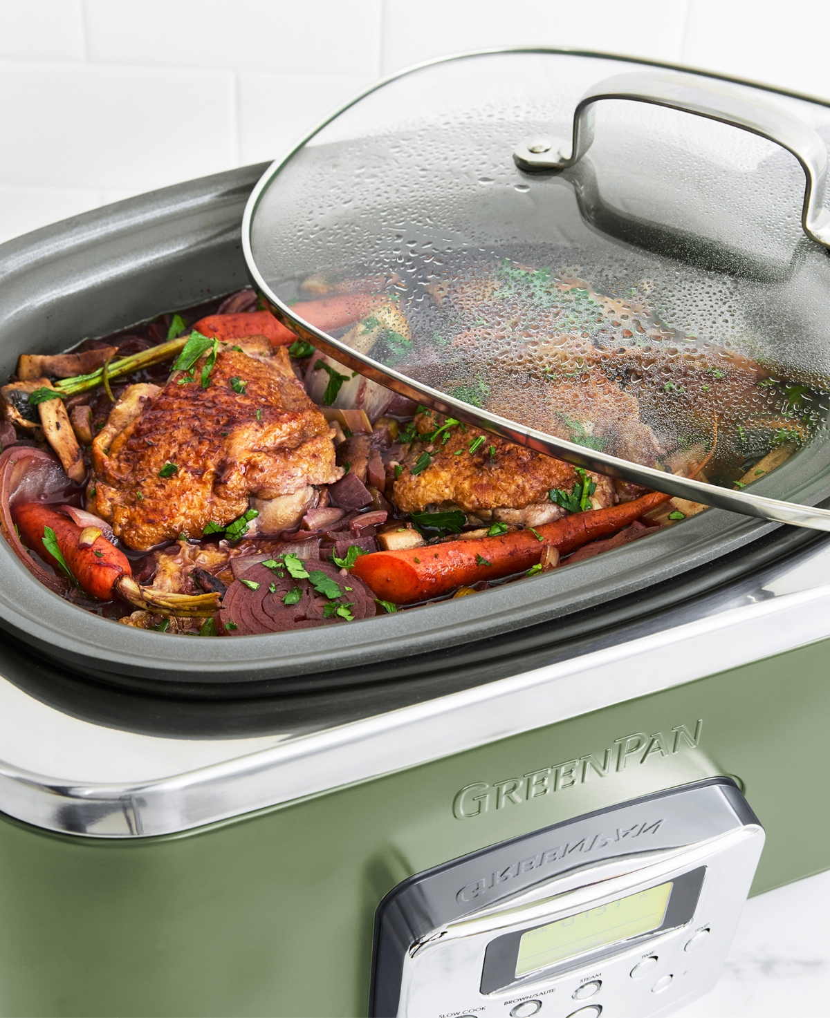 Greenpan Elite 6qt Slow Cooker In Sage