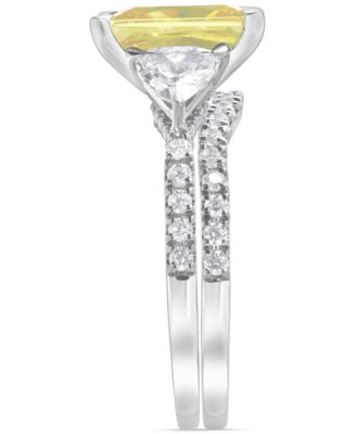 IGI Certified Lab Grown Yellow Diamond Radiant-Cut Bridal Set (3-3/4 ct. t.w.) in 14k White, Yellow or Rose Gold