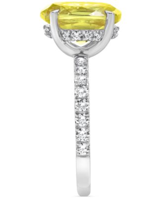 IGI Certified Lab Grown Yellow Diamond Oval-Shaped Engagement Ring (3-1/2 ct. t.w.) in 14k White, Yellow or Rose Gold