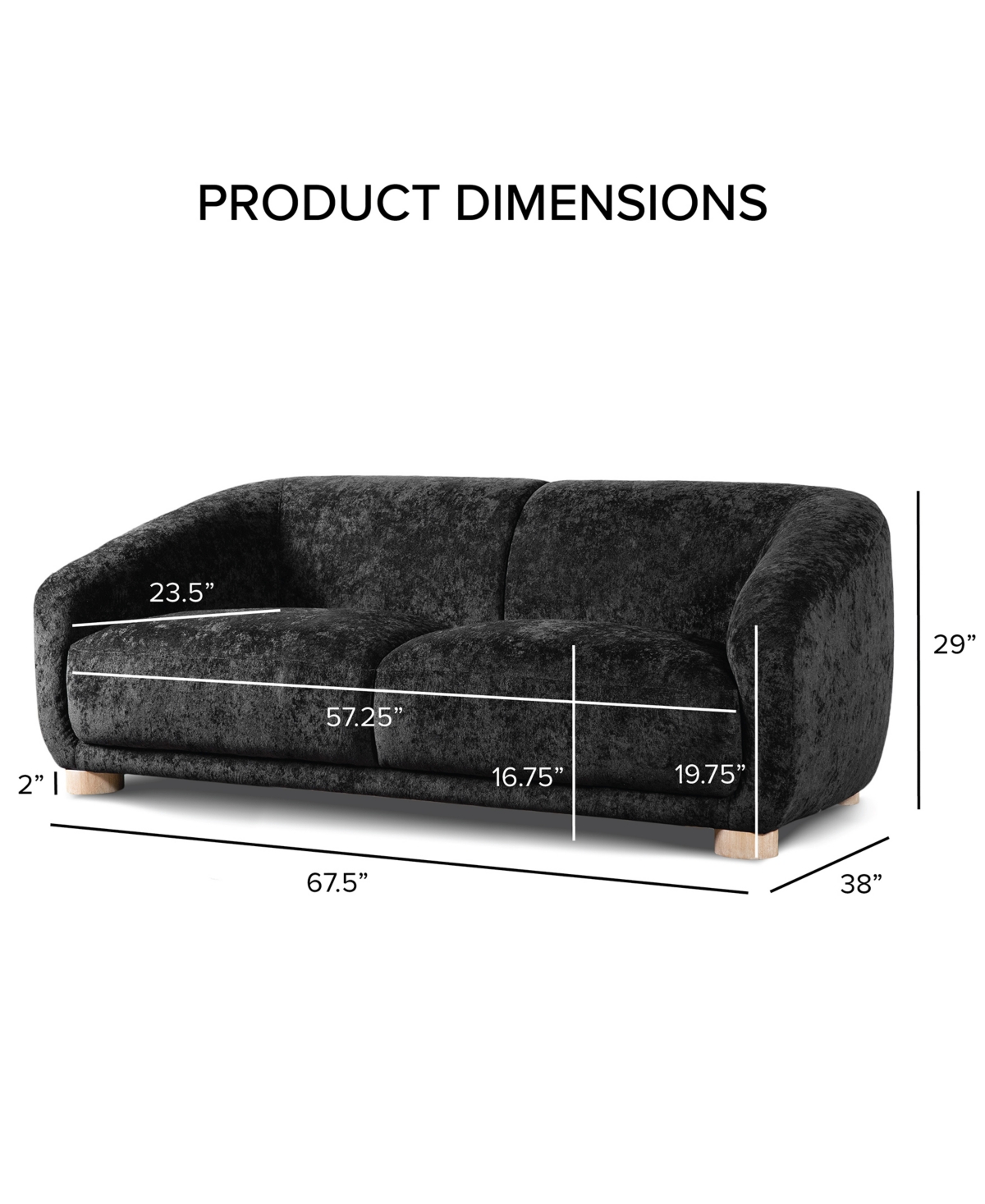 Furniture Of America 68" Waxley Chenille 2-seater Slope Arm Loveseat In Black