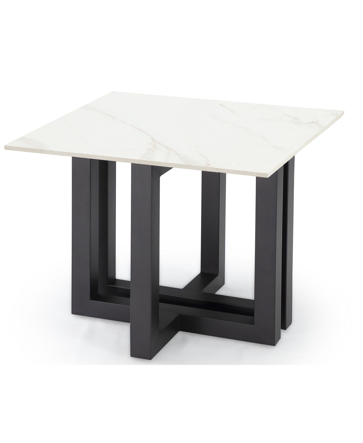 Macy's Emila 24" Square Sintered Stone Mix And Match End Table In Stone White,gunmetal